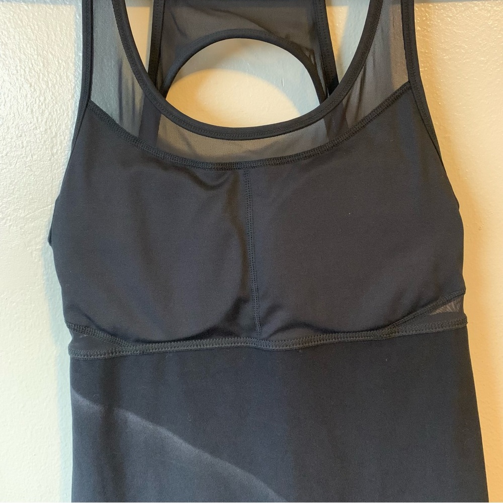 Fabletics Black Strappy Racerback Bodycon Mini Dress with Mesh Inset - Picture 7 of 11